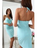 Elegant dress with straps, turquoise 0340 - Online store - Boutique